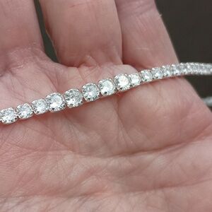 16-18" Adjustable Tennis Cz Necklace Silvertone